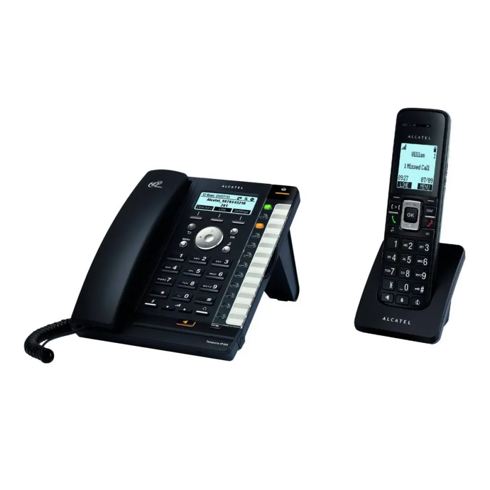 Telefone Fixo Com Fios Alcatel Pro Temporis IP315 + Telefone Sem Fios Alcatel IP15 Handset