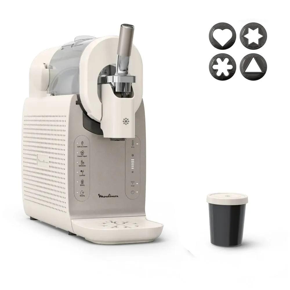 Máquina de Fazer Gelados Moulinex Freezi MJ803AF0 1.4L 5 Programas Creme