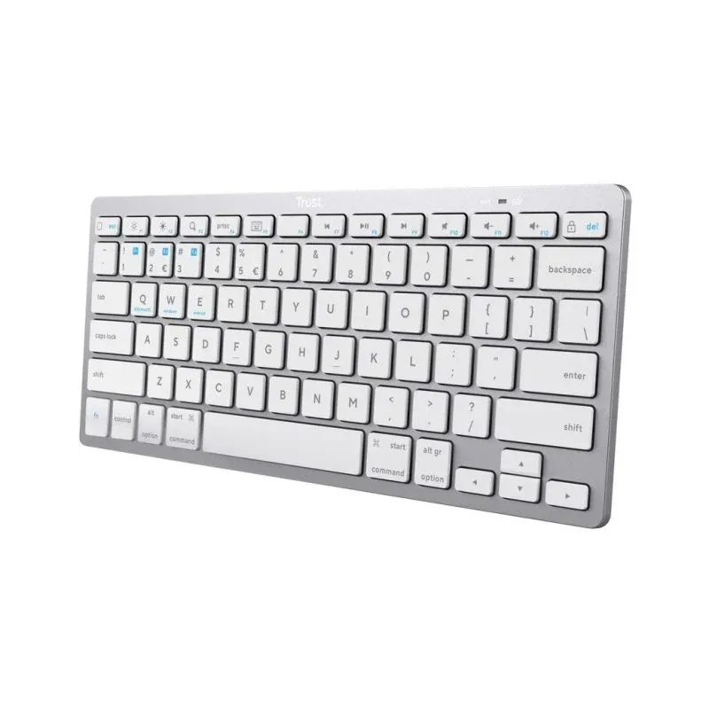 Teclado Trust 24651 scissor switch Layout US wireless Bluetooth prateado