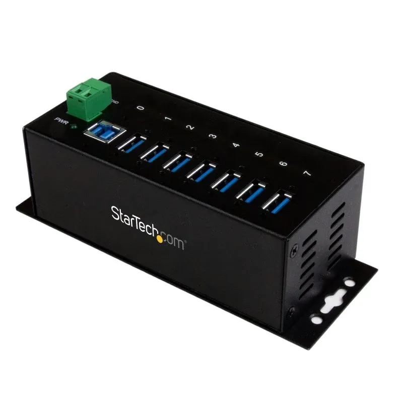 Startech 7-Port USB 3.0 Hub - Metal Industrial USB-A Hub with ESD Protection & 350W Surge Protection - Din Rail, Wall or Desk Mountable - TAA Compliant USB Expander Hub (ST7300USBME) - Hub - 7 x SuperSpeed USB 3.0 - montável em trilho DIN, montável n