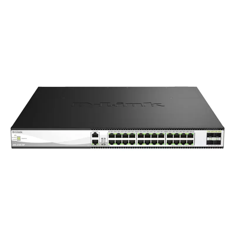 D-Link DXS 3130-28P - Interruptor - L3 - Administrado - 24 x 1/2.5/5/10GBase-T (PoE++) + 4 x 10 Gigabit / 25 Gigabit SFP28 - montável em trilho - PoE++ (790 W)