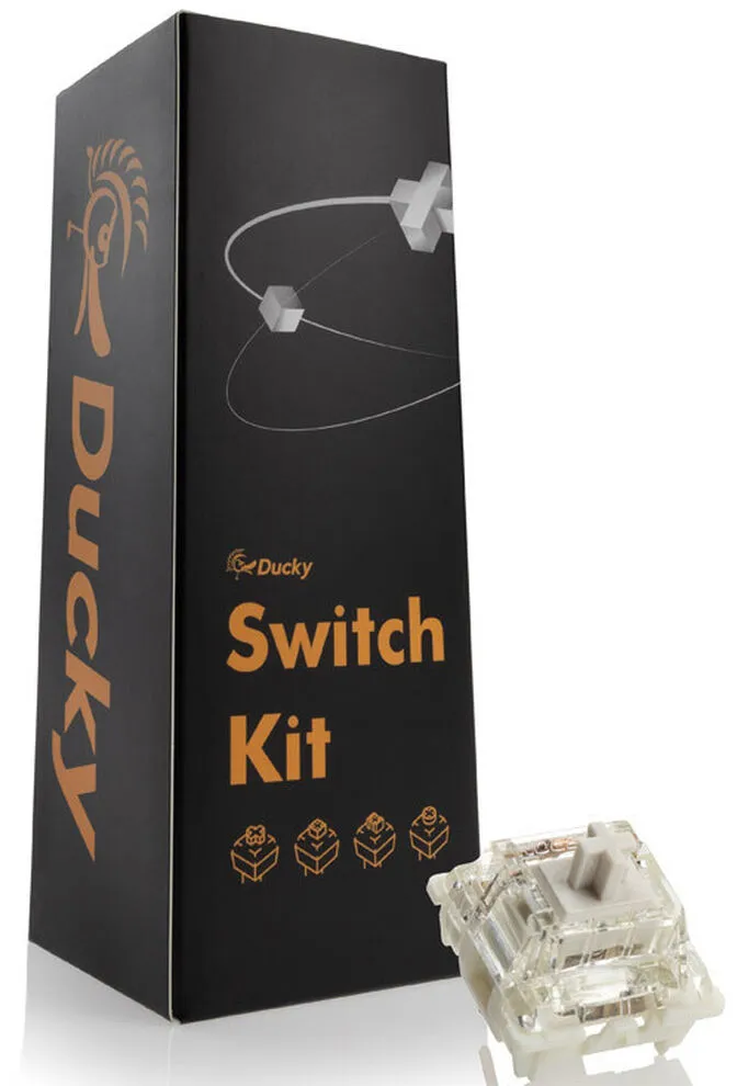 Pack 110 Switches Ducky Gateron G Pro White, Mecânicos, 3-Pin, Linear, MX-Stem, 38g