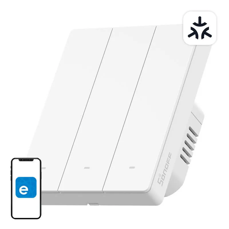 Sonoff M5-3C-WiFi Matter parede inteligente 3 canais para moldura 80W