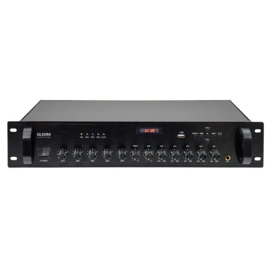 GLEMM AMPLIFICADOR LINHA/AUDIO 100V 1000W FM/USB/MP3 – 5 Zonas