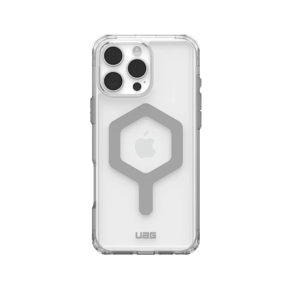 Capa Urban Armor Plyo iPhone 16 Pro Max MagSafe Transparente/Prateado