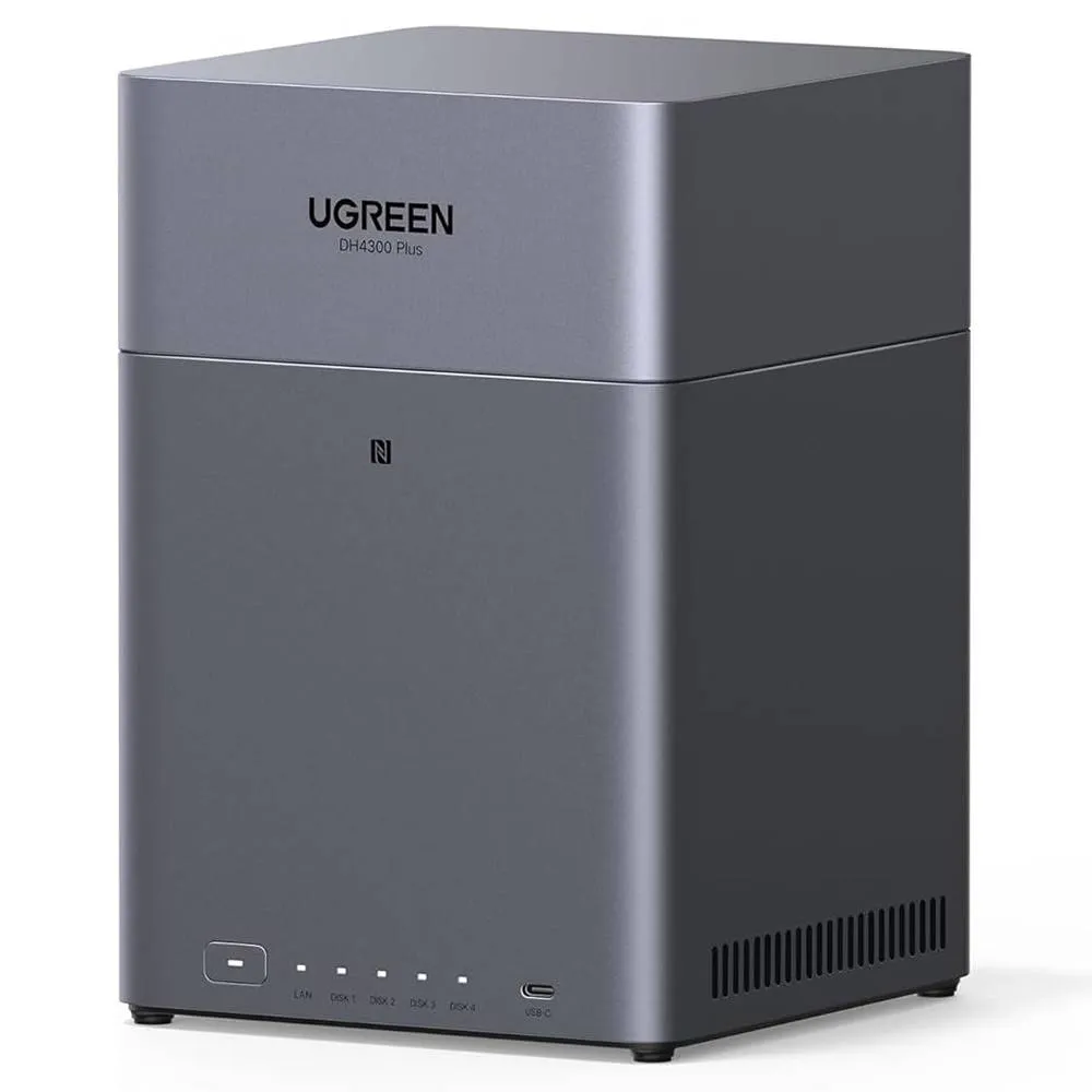 NAS UGREEN NASync DH4300 Plus | 4 Baías | CPU Rockchip RK3588 | eMMC 32GB | RAM 8GB | 4x SATA | LAN 1x 2.5GbE