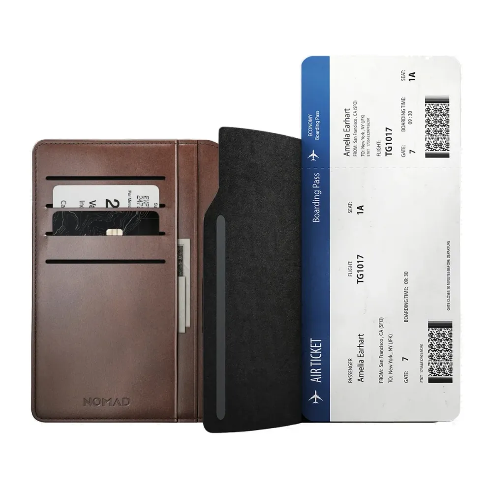 Carteira Passaporte Nomad Couro Horween Castanha