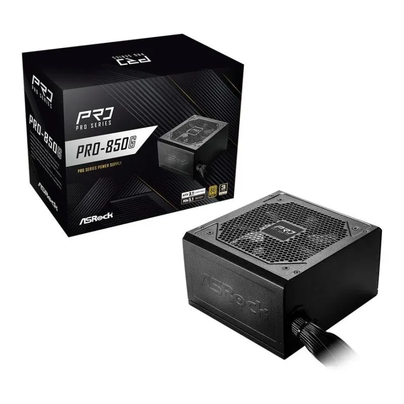 Fuente de Alimentação AsRock PRO-850G 850W Certificação 80 PLUS Gold ATX modular
