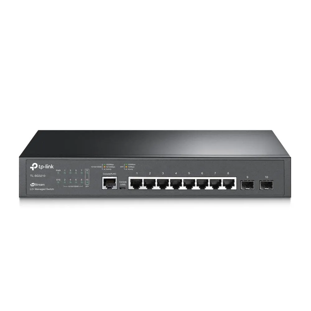 Switch de Rede TP-Link TL-SG3210 JetStream 8 Portas Gigabit Managed + 2 Portas SFP Rack Mountable