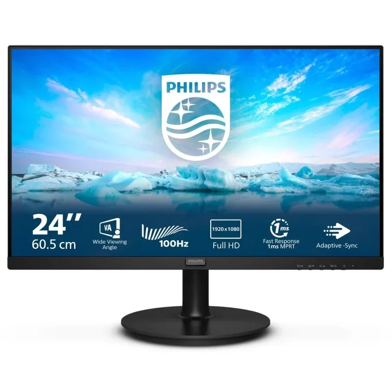 Monitor Philips V Line 241V8LAB/00 23.8" VA FHD 100Hz Preto