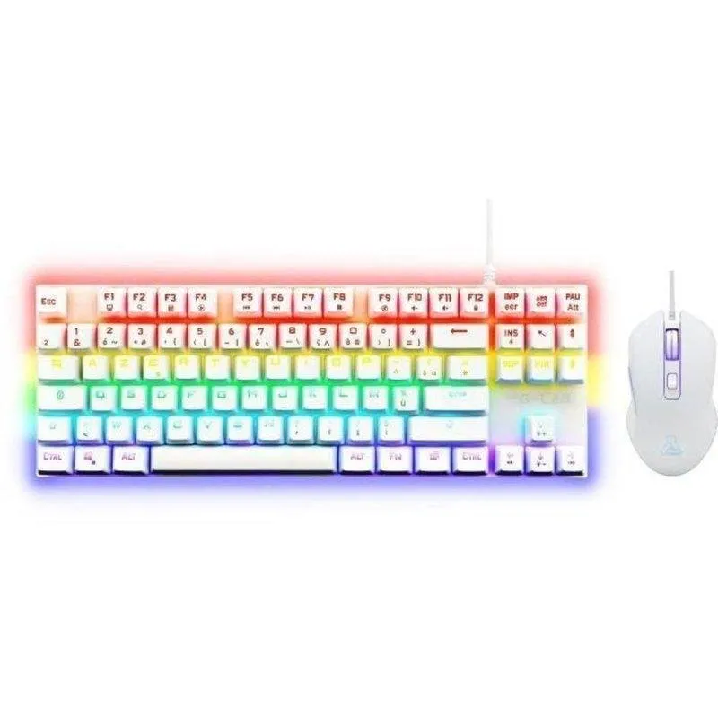 Teclado The G-lab Combo Mercury Branco TKL Azerty Switches Vermelhos RGB