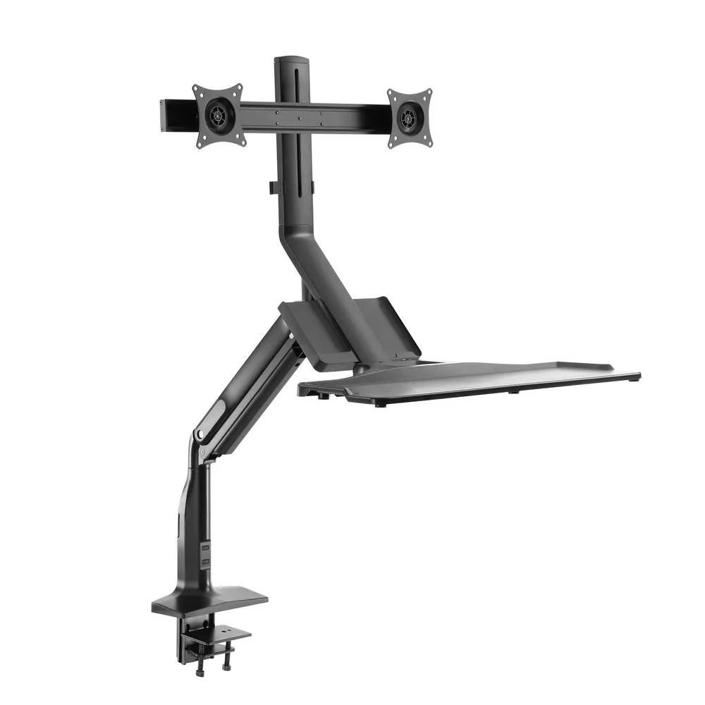 Suporte de Monitor Napofix SW6200 c/ Posto de Trabalho para Duplo Monitor 17 a 27 Preto