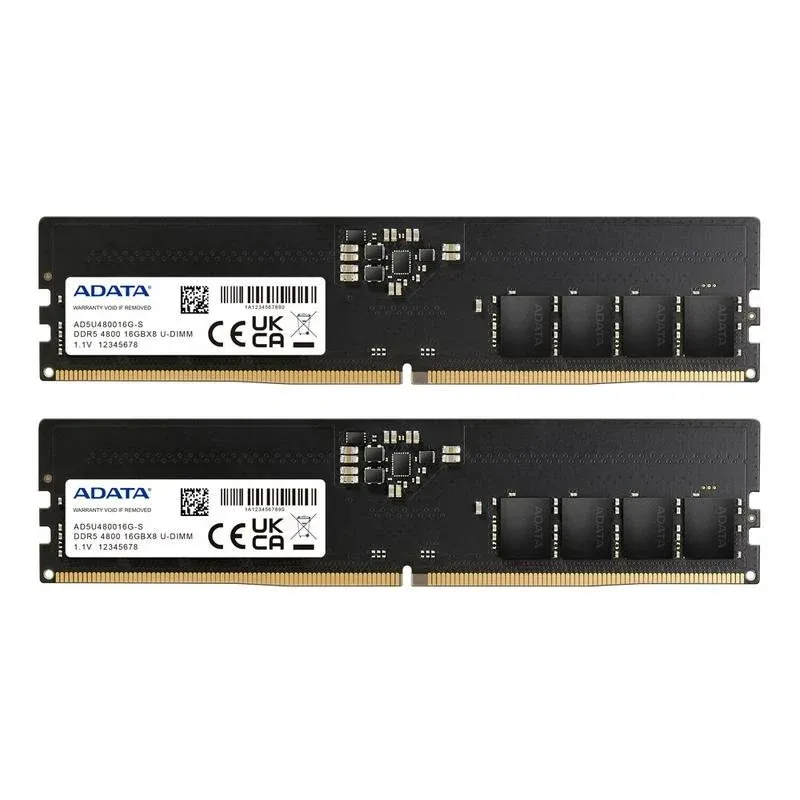 Memória RAM ADATA AD5U480016G-DT 32GB 2x16GB DDR5 4800MHz CL40 ECC Preto