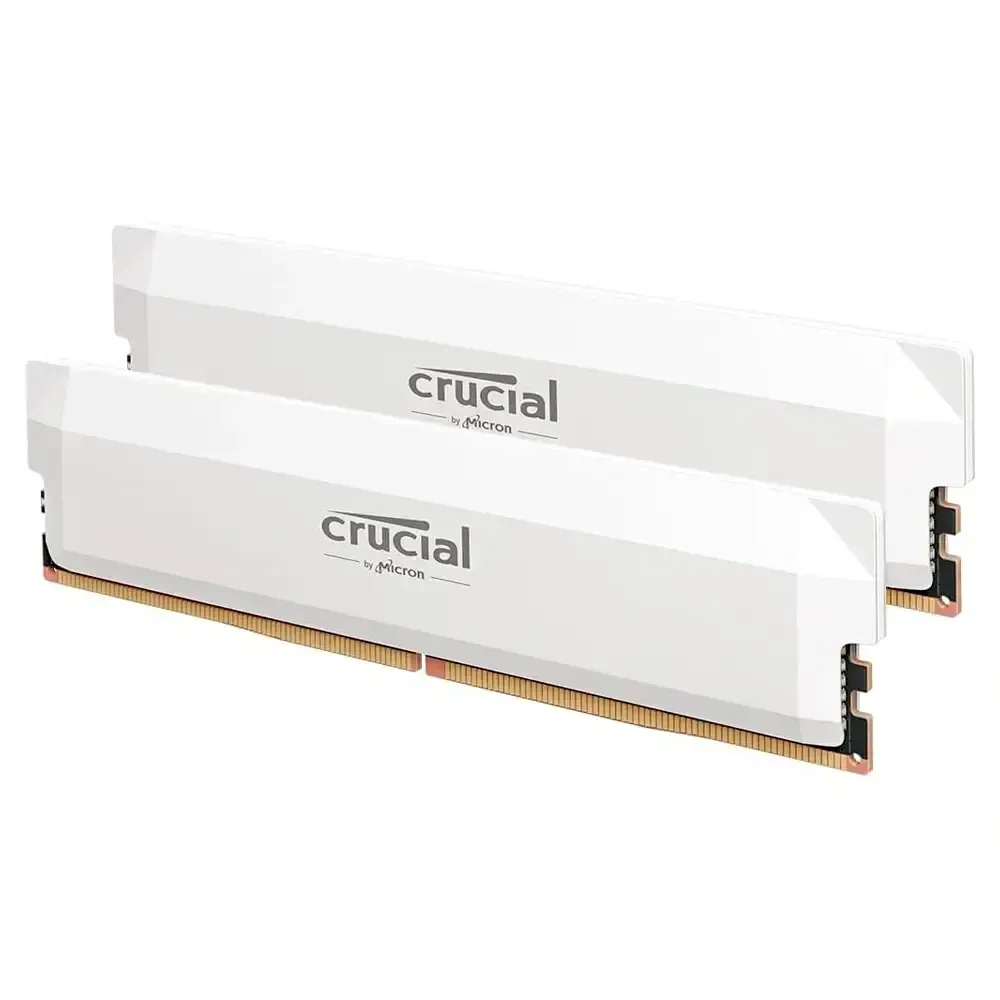Memória RAM UDIMM Crucial Pro Overclocking 32GB (2x16GB) DDR5-6400MHz (AMD Expo/Intel XMP) CL32 (32-40-40-103) 1.35V Branca