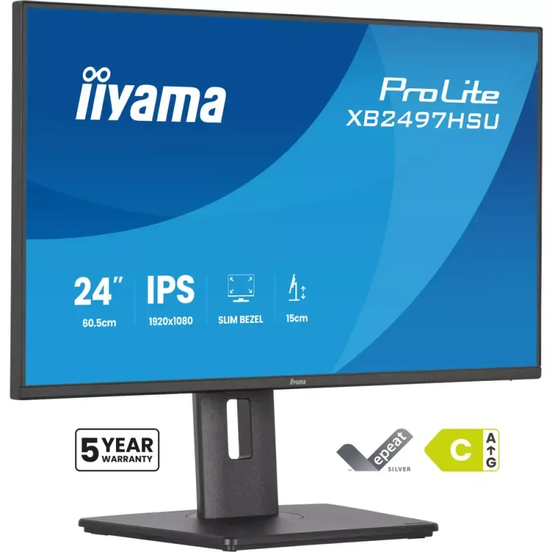 iiyama ProLite XB2497HSU-B1 - Monitor LED - 24" (23.8" visível) - 1920 x 1080 Full HD (1080p) @ 120 Hz - IPS - 350 cd/m² - 1500:1 - 4 ms - HDMI, DisplayPort - altifalantes - preto, mate