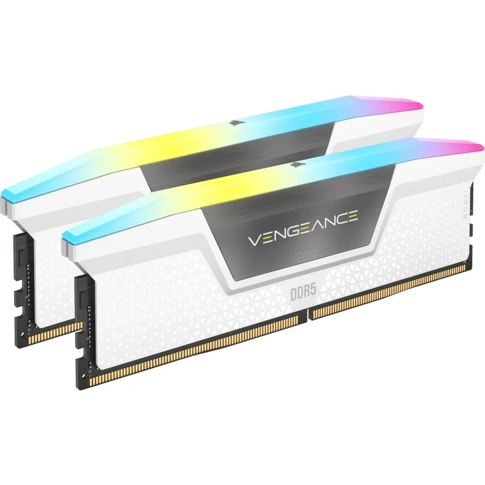 Memória RAM Corsair Vengeance RGB DDR5 6400MHz PC5-51200 32GB 2x16GB CL36 Brancas