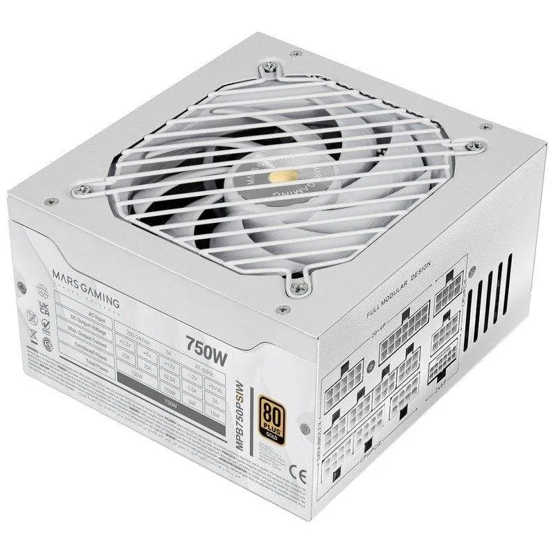 Fonte Alimentação Fonte de Alimentação Mars Gaming MPB750PSI 750W ATX 3.1 PCIe 5.1 80 Plus Gold Branca