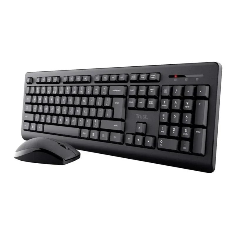 Teclado de membrana Trust Primo Layout US com rato sem fios resistente salpicos