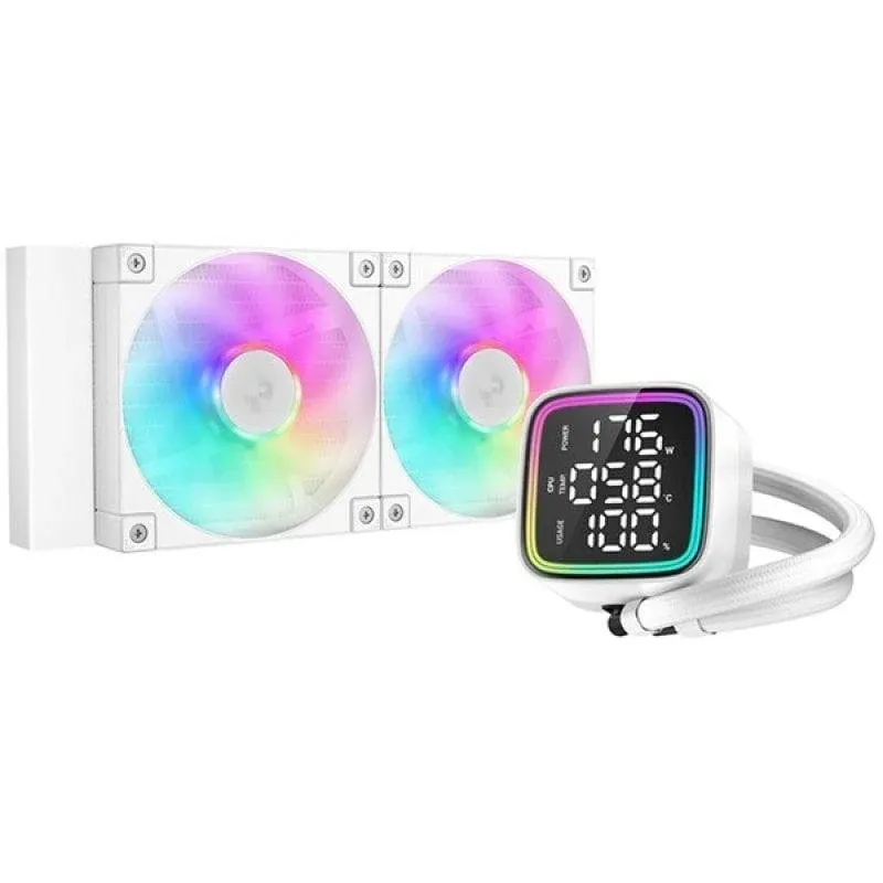Refrigeração Líquida DeepCool LD240 ARGB 240mm 2 Ventoinhas Display Consumo Branco