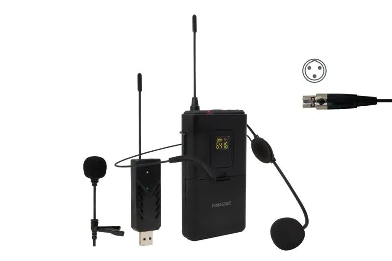 Microfone sem fios portátil UHF 24 canais c/ Receptor USB-A - WI-MIC