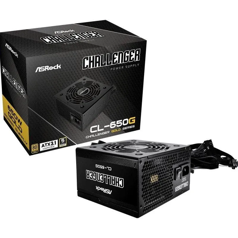 Fonte de Alimentação Asrock Challenger CL-650G 650W 80 PLUS Gold Proteções Avançadas