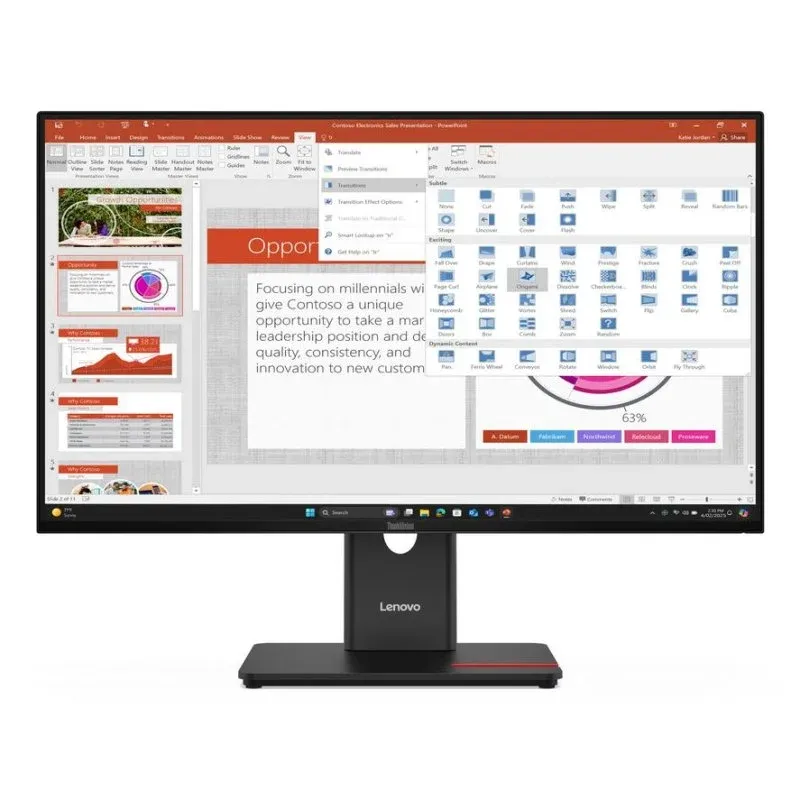 Monitor Lenovo ThinkVision T27-40 27" FullHD IPS 120Hz Ajuste de altura Hub USB Antirreflexo