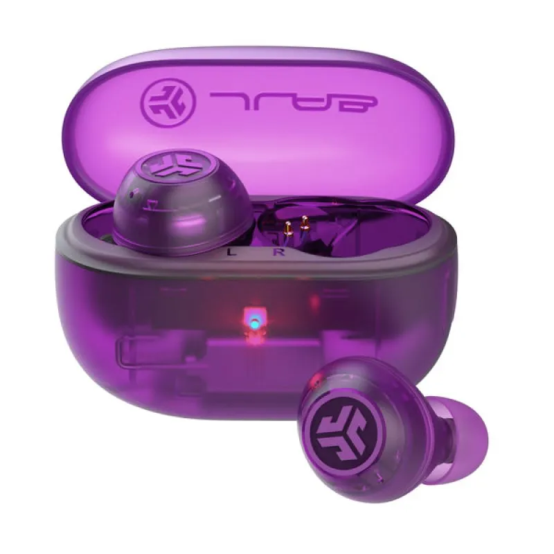 JLab Go Pop ANC Auriculares Bluetooth TWS com Cancelamento Ativo de Ruído Púrpura Transparente