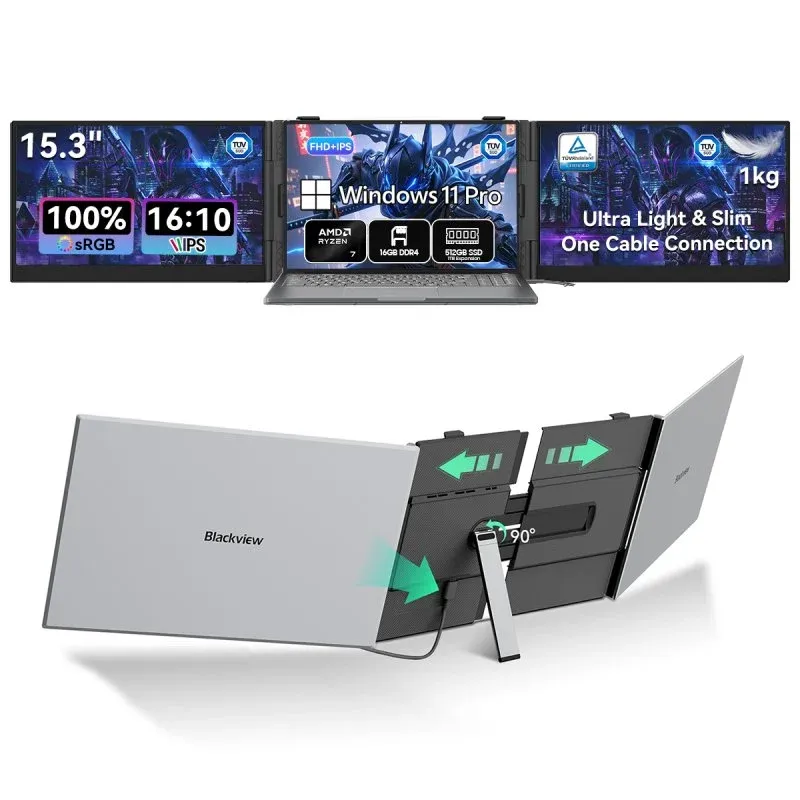 Monitor Blackview DCM8 Pro 15,3" IPS FullHD 60Hz USB-C 100W Carga Inversa Proteção ocular