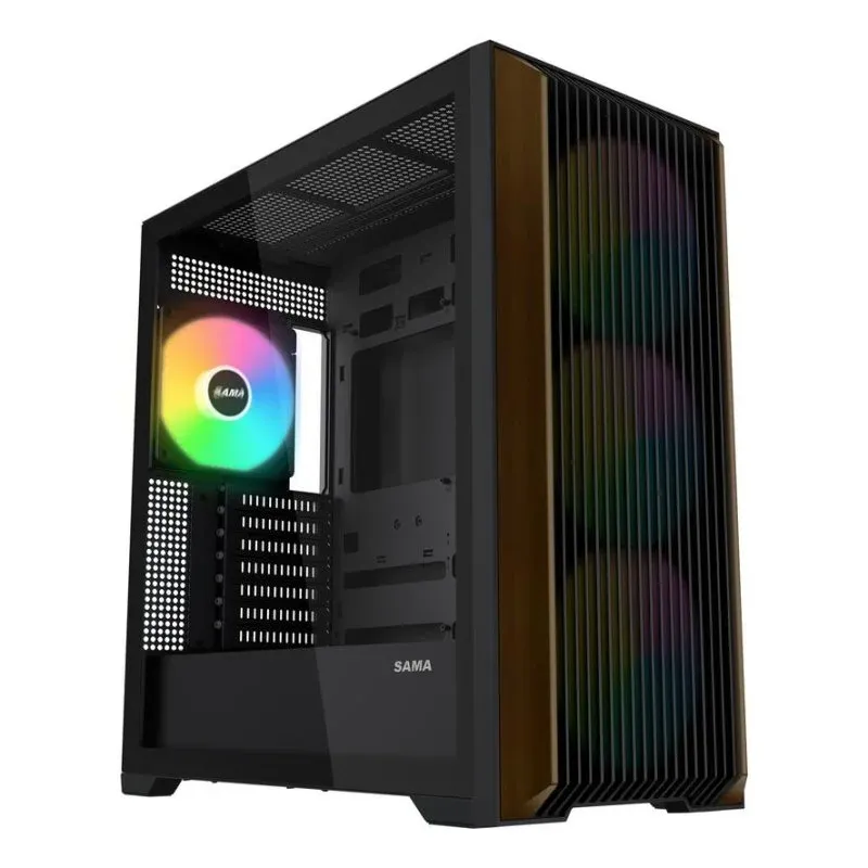 Caixa de Computador Torre Sama Gears Z60 Preto Vidro Temperado ATX USB-C RGB
