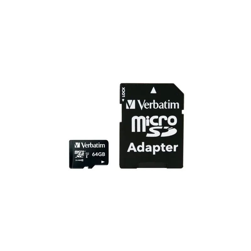 VERBATIM MICRO SDXC 64GB CLASS 10 C/ADAPTADOR