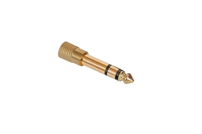 Ficha Adaptadora Jack 6,3mm Macho Stéreo -> Jack 3,5mm Fêmea Stéreo - AA-148