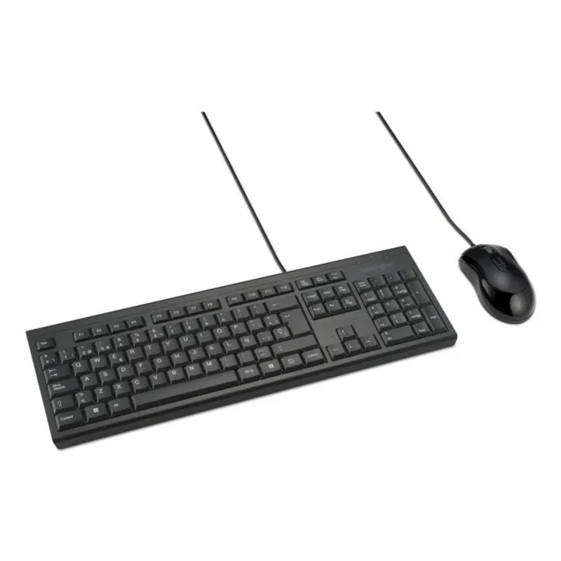 Kit Teclado e Rato Kensington KM100 EQ com Fios 105 Teclas Plug and Play USB Preto