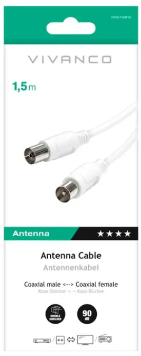 Cabo Coaxial VIVANCO Antena (Branco)