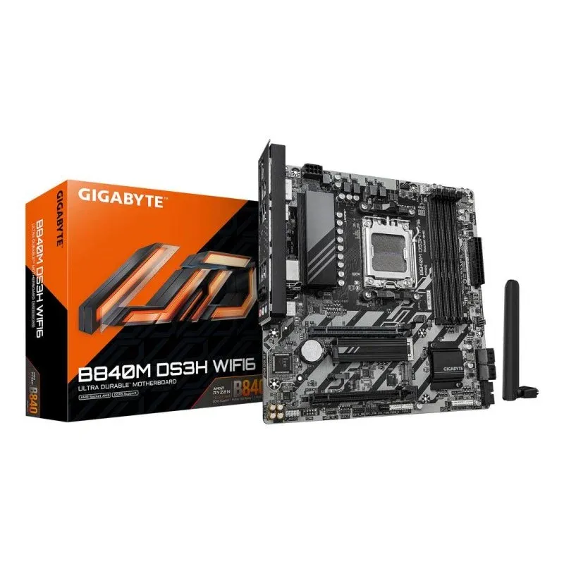 Motherboard Gigabyte B840M DS3H AMD B840 Socket AM5 DDR5 Micro ATX WiFi 6 2.5GbE M.2 RAID