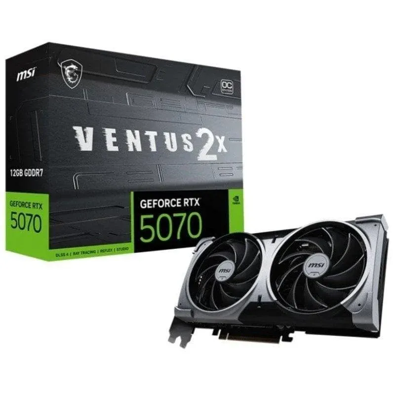 Placa gráfica MSI GeForce RTX 5070 VENTUS 2X OC 12GB GDDR7 Reflex 2 RTX AI DLSS4