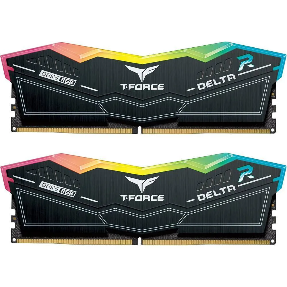Memória RAM UDIMM TEAMGROUP T-Force Delta RGB 32GB (2x16GB) DDR5-6400MHz (AMD Expo/Intel XMP) CL32 (32-39-39-84) 1.35V Preta