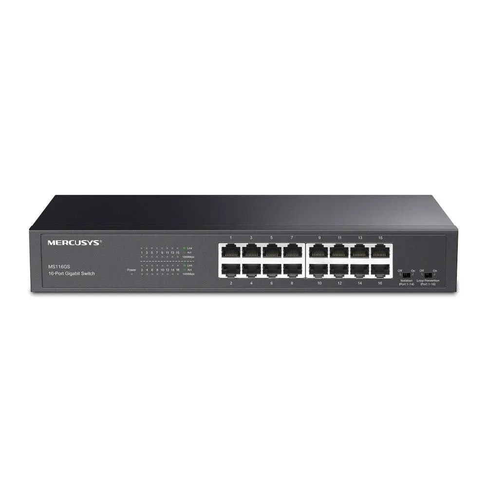 Switch de Rede Mercusys MS116GS 16 Portas Gigabit UnManaged Rackmount