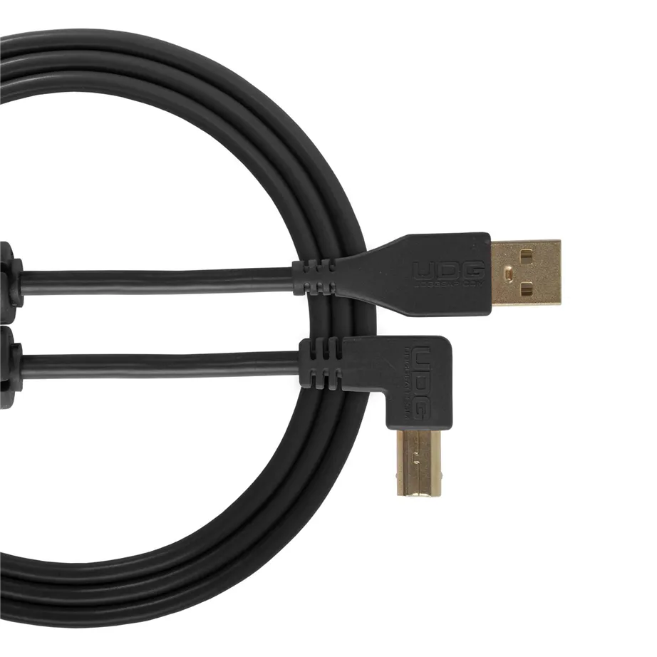 Cabo USB UDG U95005 2.0 A-B Preto 2mt Ficha Ângulo