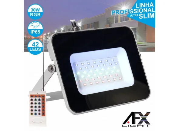 Afx Light Foco LED 30W 220v C/Comando RGB IP65