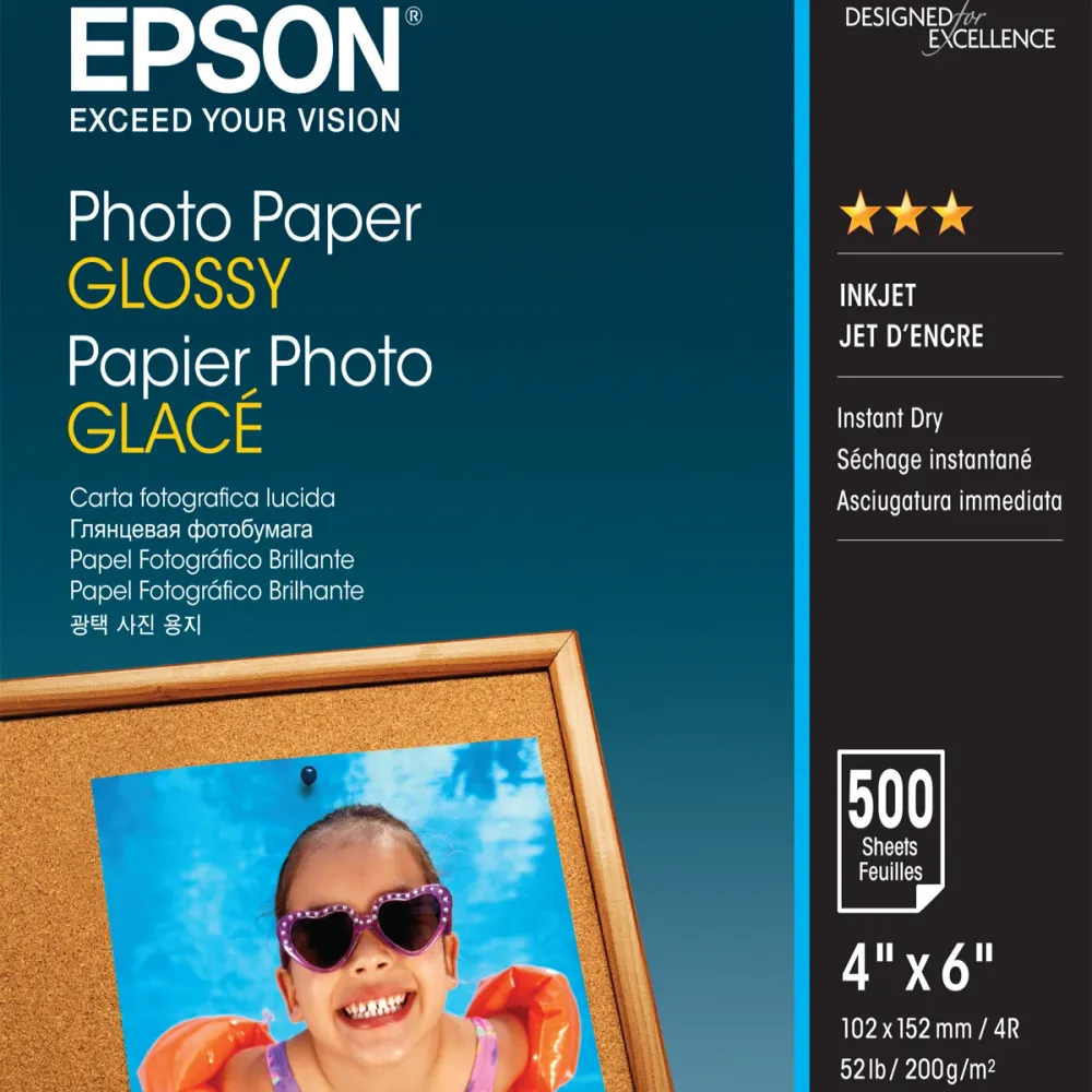 Papel Fotográfico Epson Glossy (500 Folhas - 10 x 15 cm)