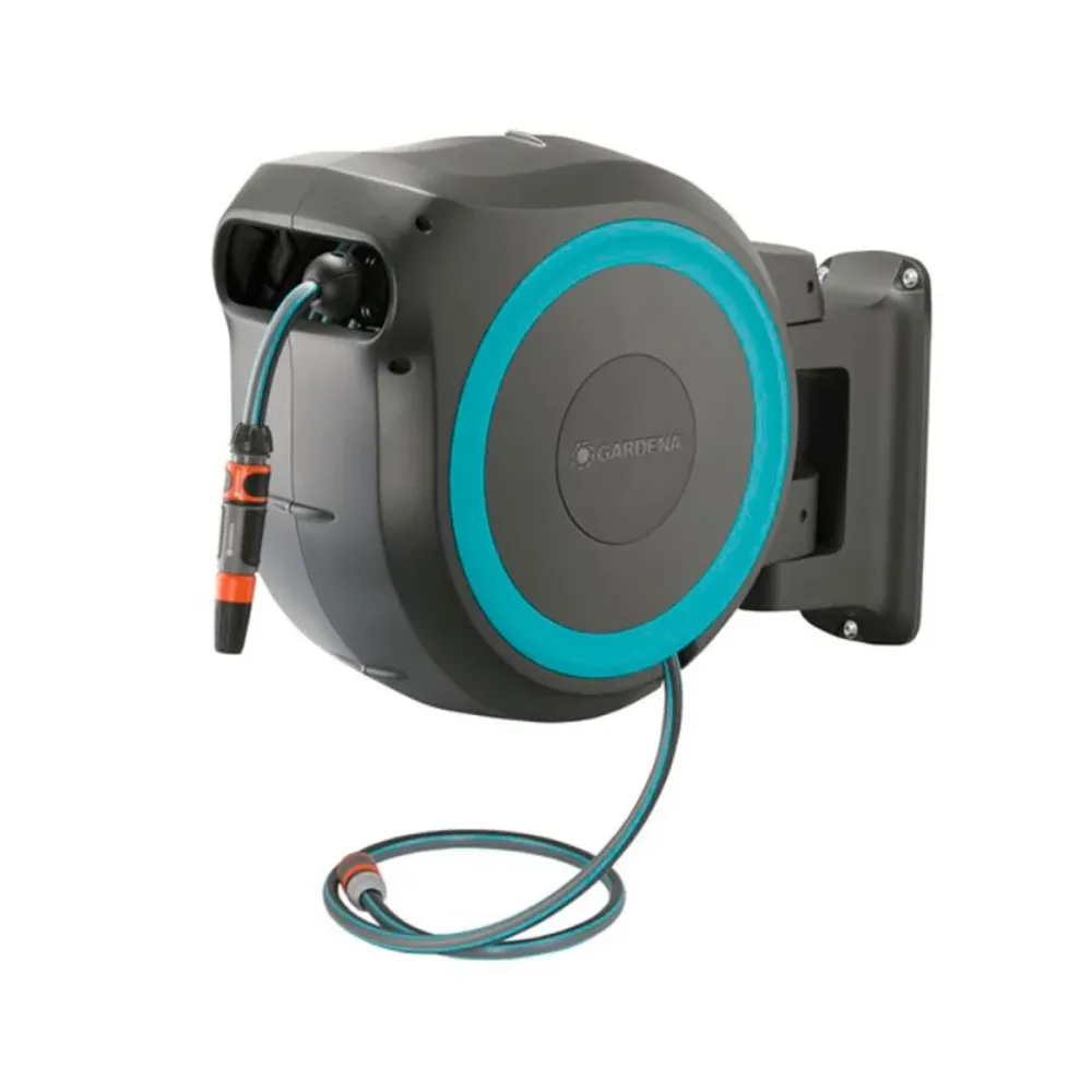 Enrolador de Mangueira Automático de Parede Gardena RollUp M/L 25m Azul