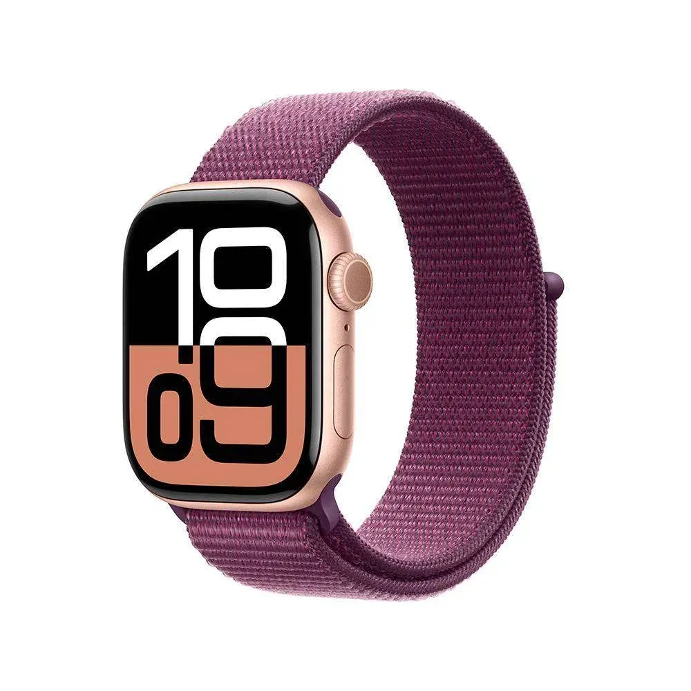 Apple Watch Series 10 GPS + Cellular 42mm Alumínio Rosa-dourado c/ Bracelete Loop Desportiva Ameixa