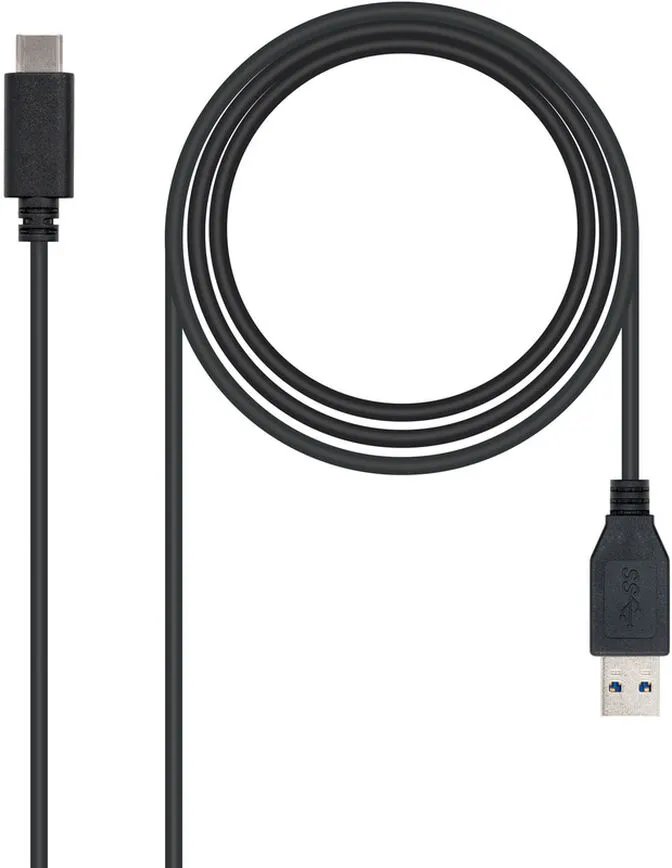 Cabo USB 3.1 Gen2 10Gbps 3A Nanocable USB-C/M > USB-A/M 1 M Preto