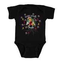 Body bebé com dinossauro Fender 2025 Ugly Christmas Preto 6-12 meses