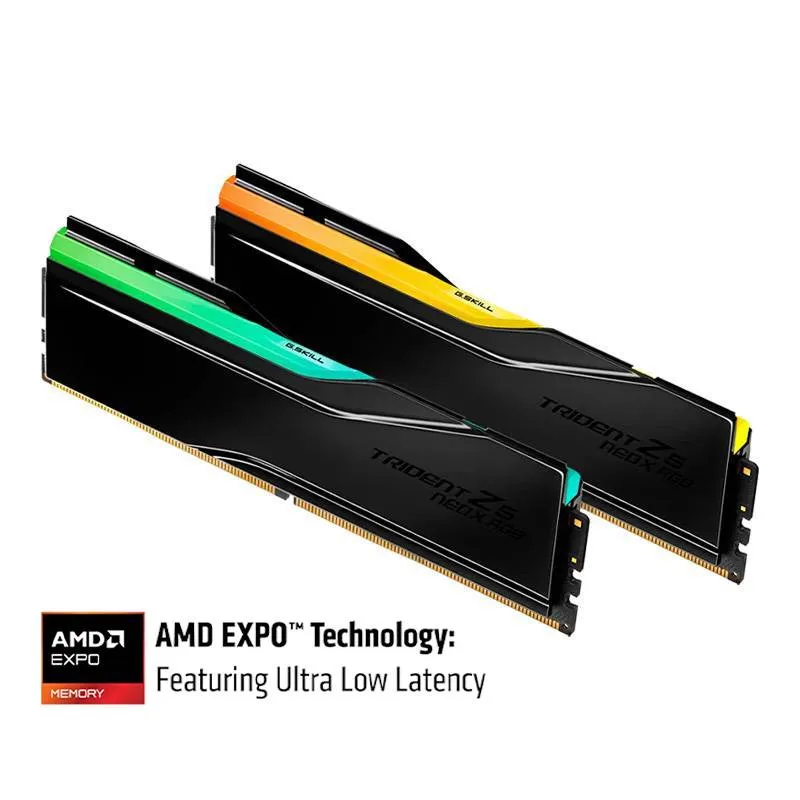 Memória RAM UDIMM G.SKILL Trident Z5 NeoX RGB 32GB (2x16GB) DDR5-6000MHz (AMD Expo/Expo ULL) CL36 (36-36-36-76) 1.35V Mirrored Black