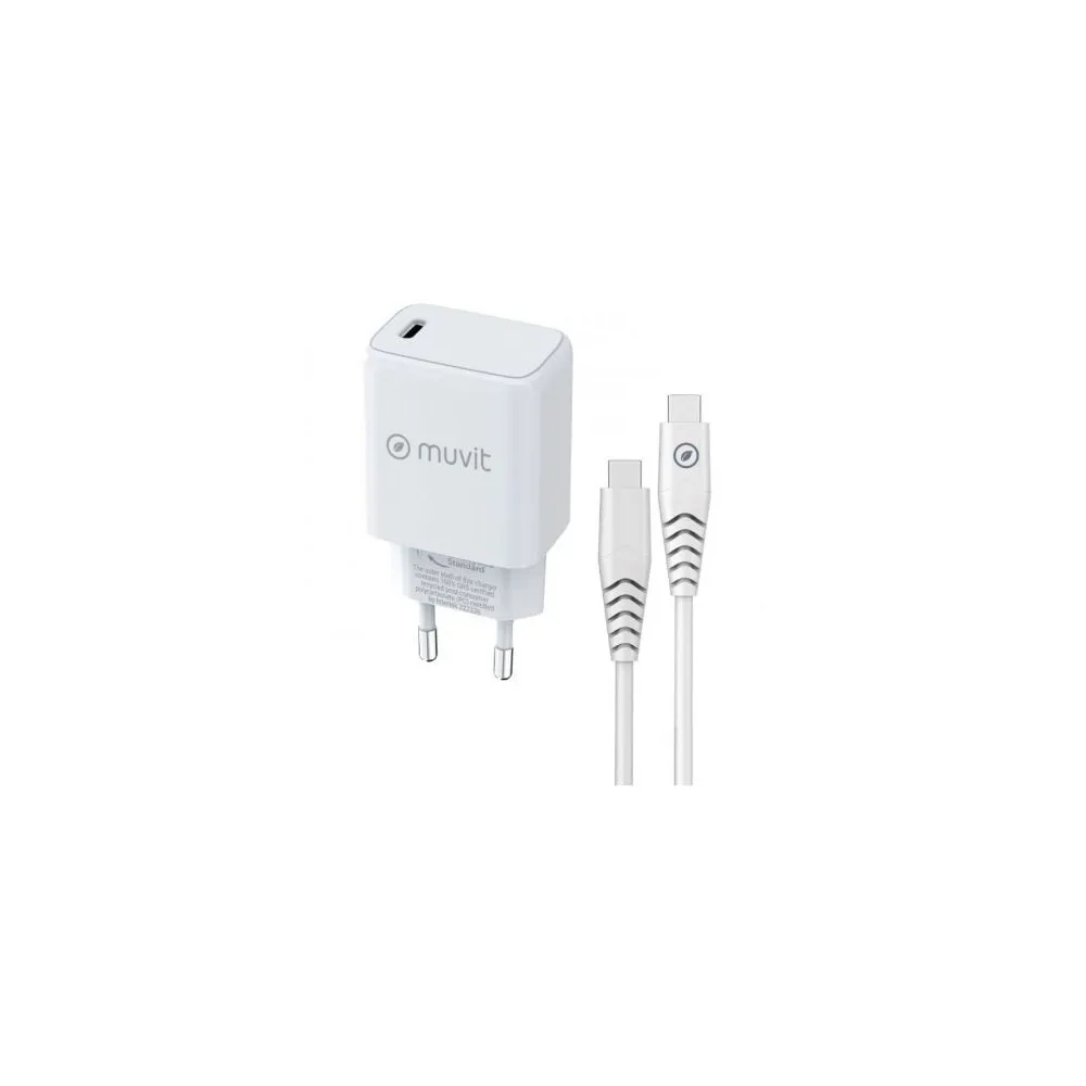 Muvit For Change Carregador USB-C PD 20W+USB-C 1m 3A