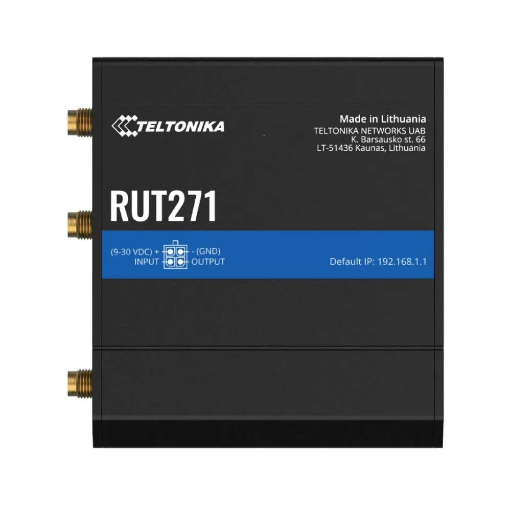 Router Industrial Teltonika RUT271 5G RedCap SA 4G LTE Cat4 Dual SIM Wi-Fi4 Preto