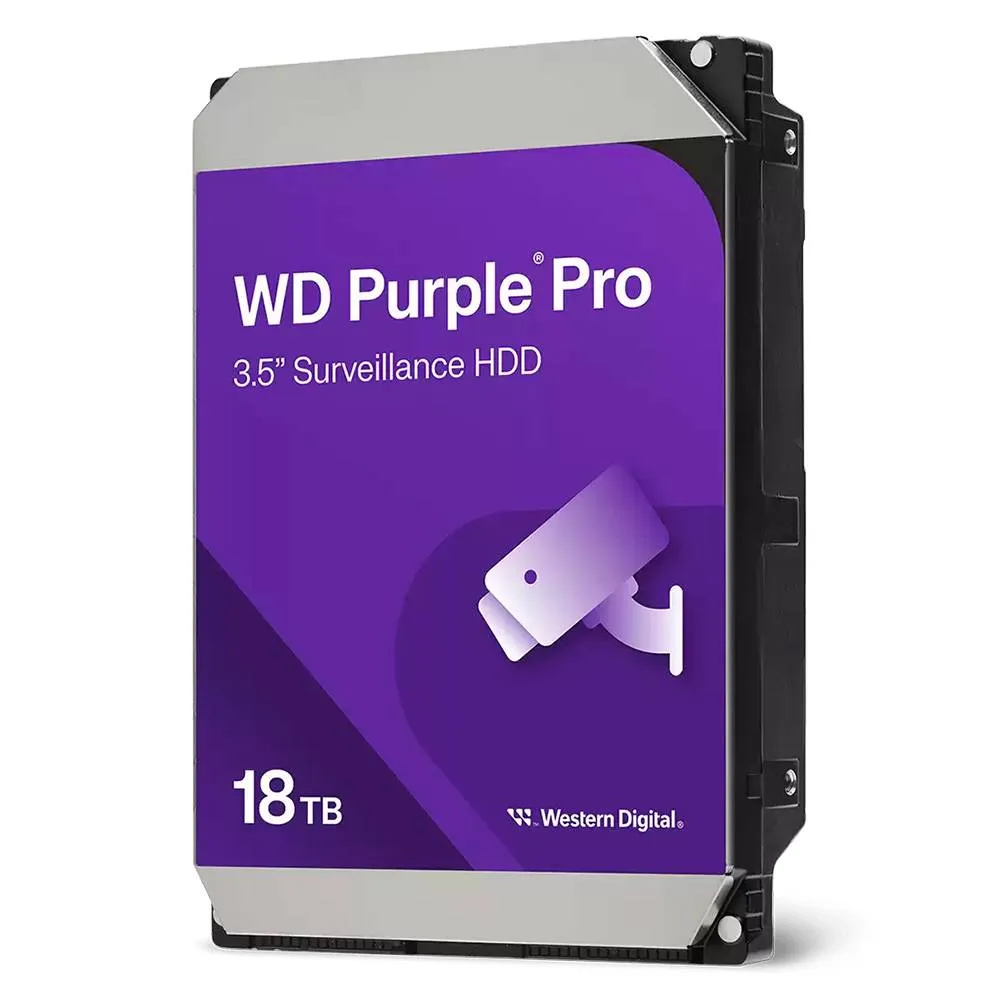 Disco Rígido 3.5 Western Digital WD Purple Pro 18TB 7200RPM 512MB Cache 272MB/s CMR Helium SATA III 6Gb/s