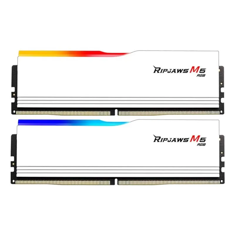 Memória RAM G.Skill Ripjaws M5 RGB F5-5200J4040A24GX2-RM5RW 48GB 2x24GB DDR5 5200MHz CL40 Kit Dual Channel RGB Branco Intel XMP