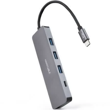 Hub USB-C 3.2 Gen 1 (3x USB + 1x USB-C) Cinzento – NANOCABLE